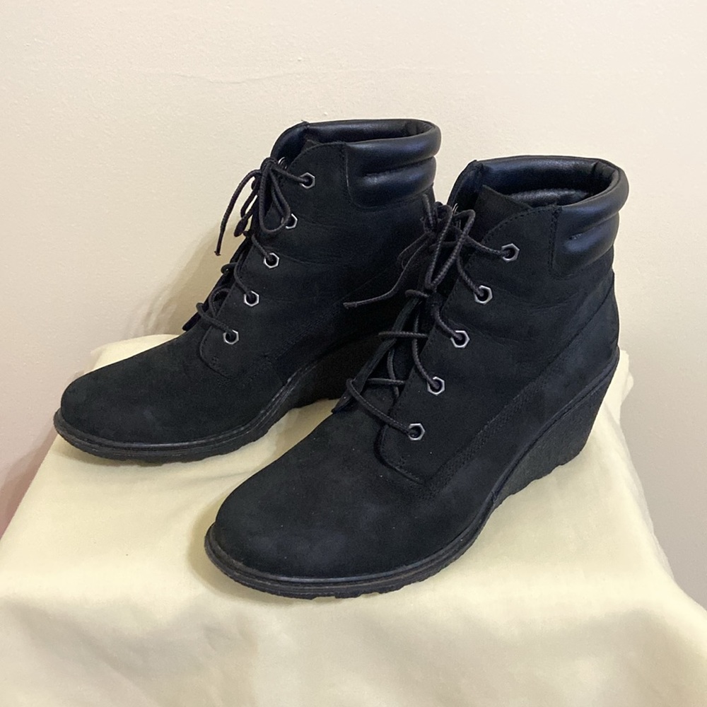Timberland sz 8.5 Amston Earthkeepers wedge black boots. Fashion or casual.